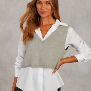 Prep Up Long Sleeve Top With Vest