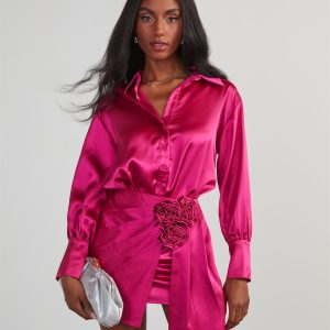 Office & After Dark Satin Button Up Bodysuit