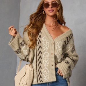 Oat Loop  Abstract Print Cardigan