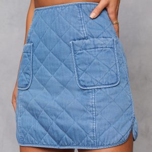 Roisin Quilted Denim Mini Skirt