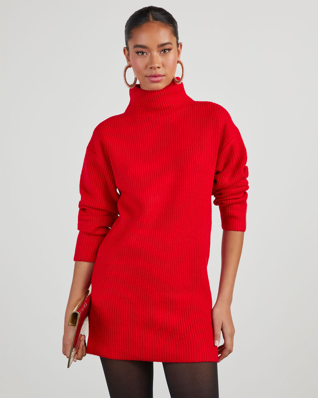 Uptown Girl Mock Neck Sweater Dress - Image 13