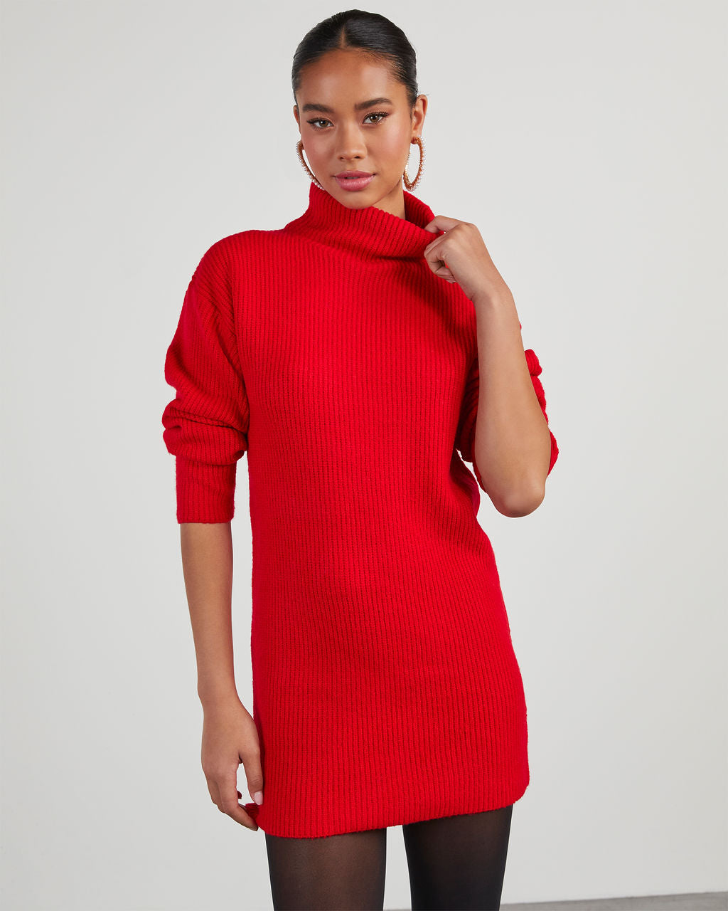 Uptown Girl Mock Neck Sweater Dress - Image 16