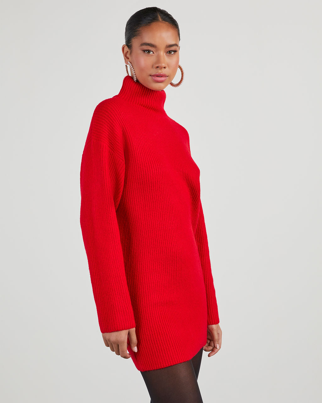 Uptown Girl Mock Neck Sweater Dress - Image 17