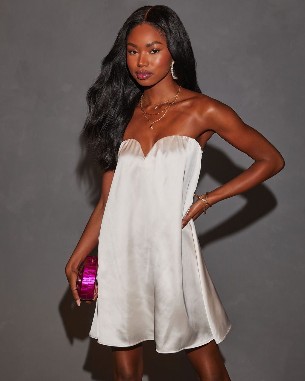 Evangeline Strapless Satin Mini Dress - Image 18