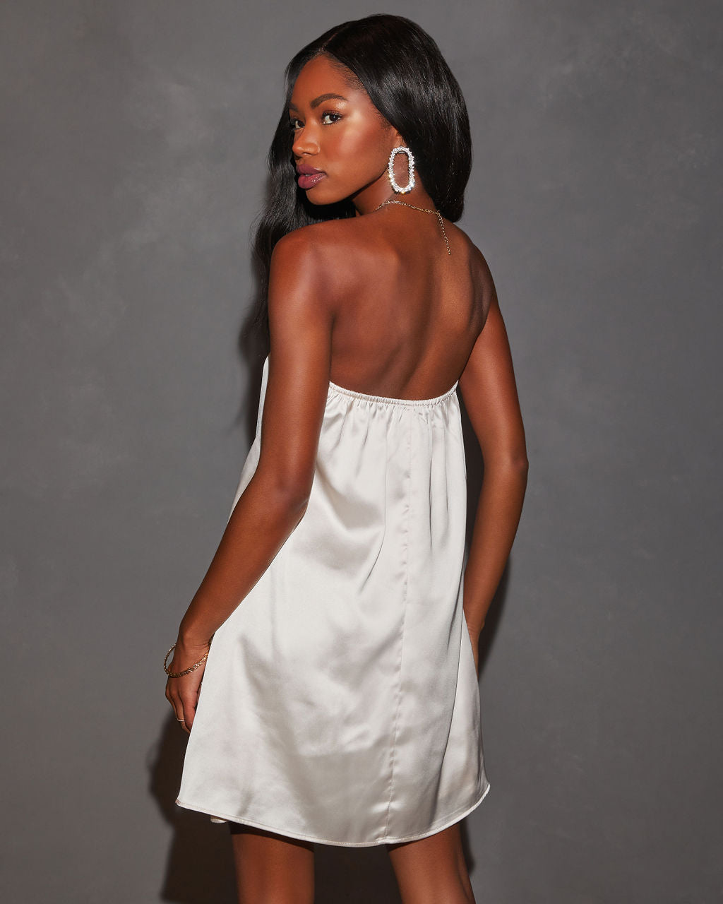 Evangeline Strapless Satin Mini Dress - Image 16