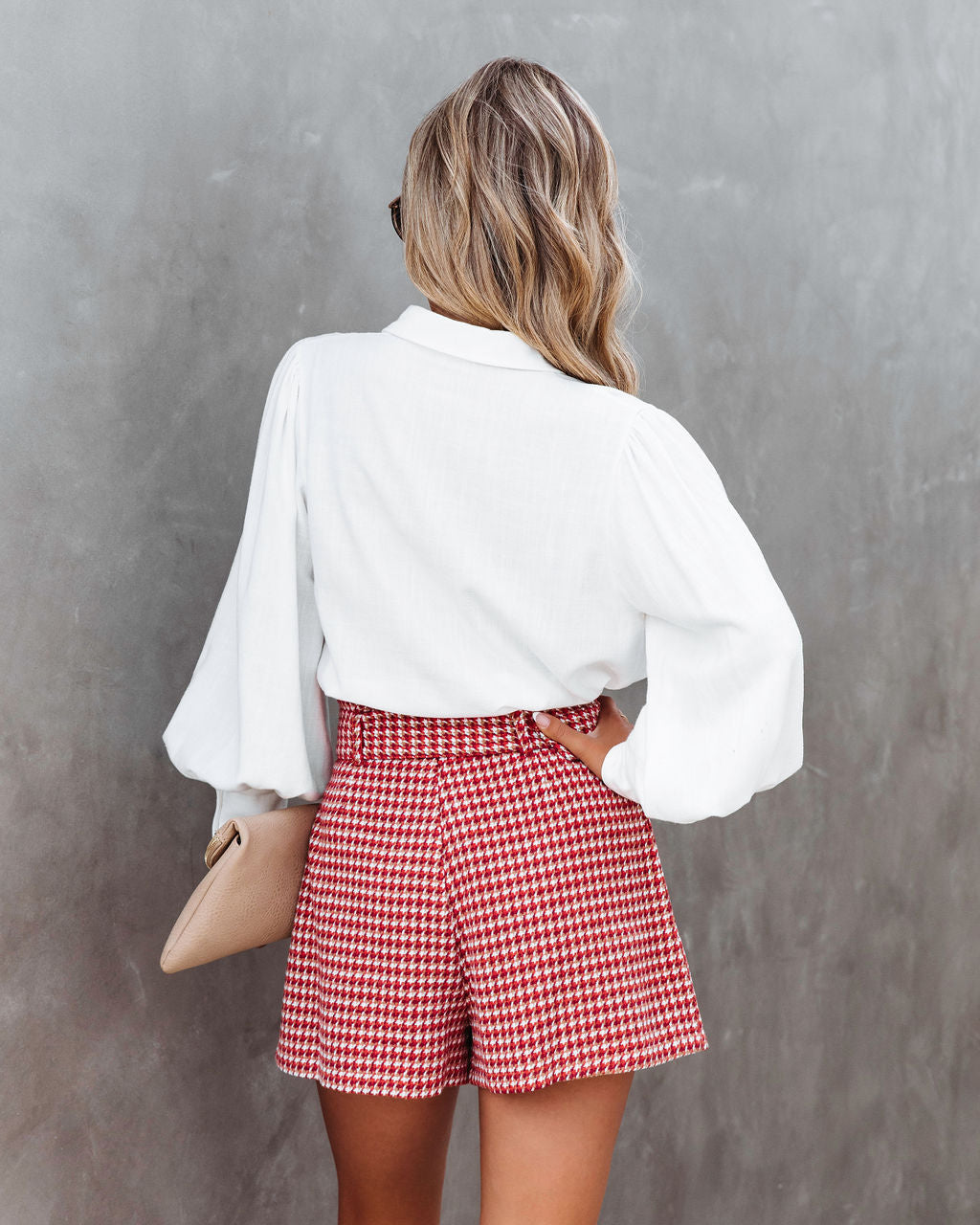 For The Record Houndstooth Belted Shorts - Image 8
