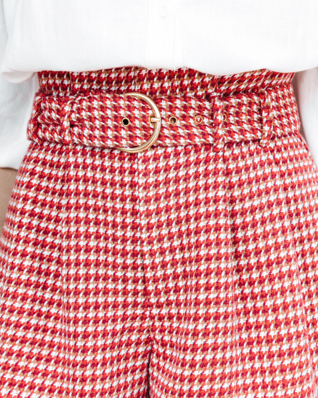 For The Record Houndstooth Belted Shorts - Image 10